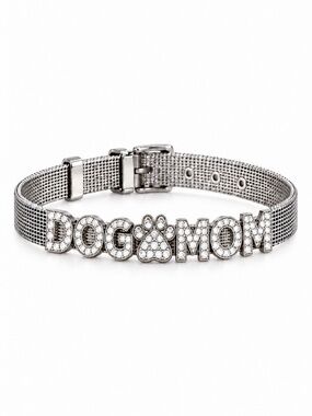 DOG MOM Paw Print Charm Bracelet